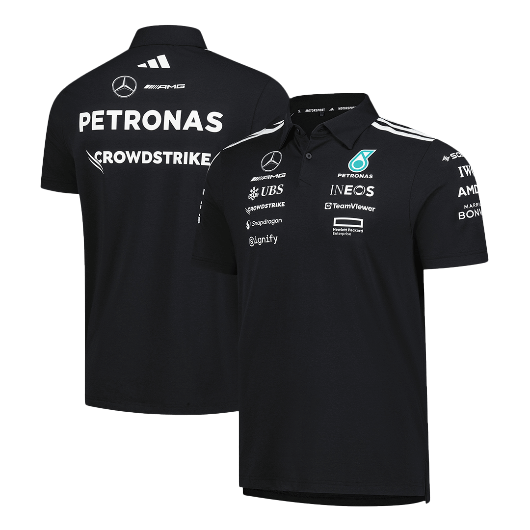 Calidad Premium Camiseta Tipo Polo de Mercedes AMG Petronas F1 Team Polo 2025 - Black Hombre Negro - camisetasfutbol
