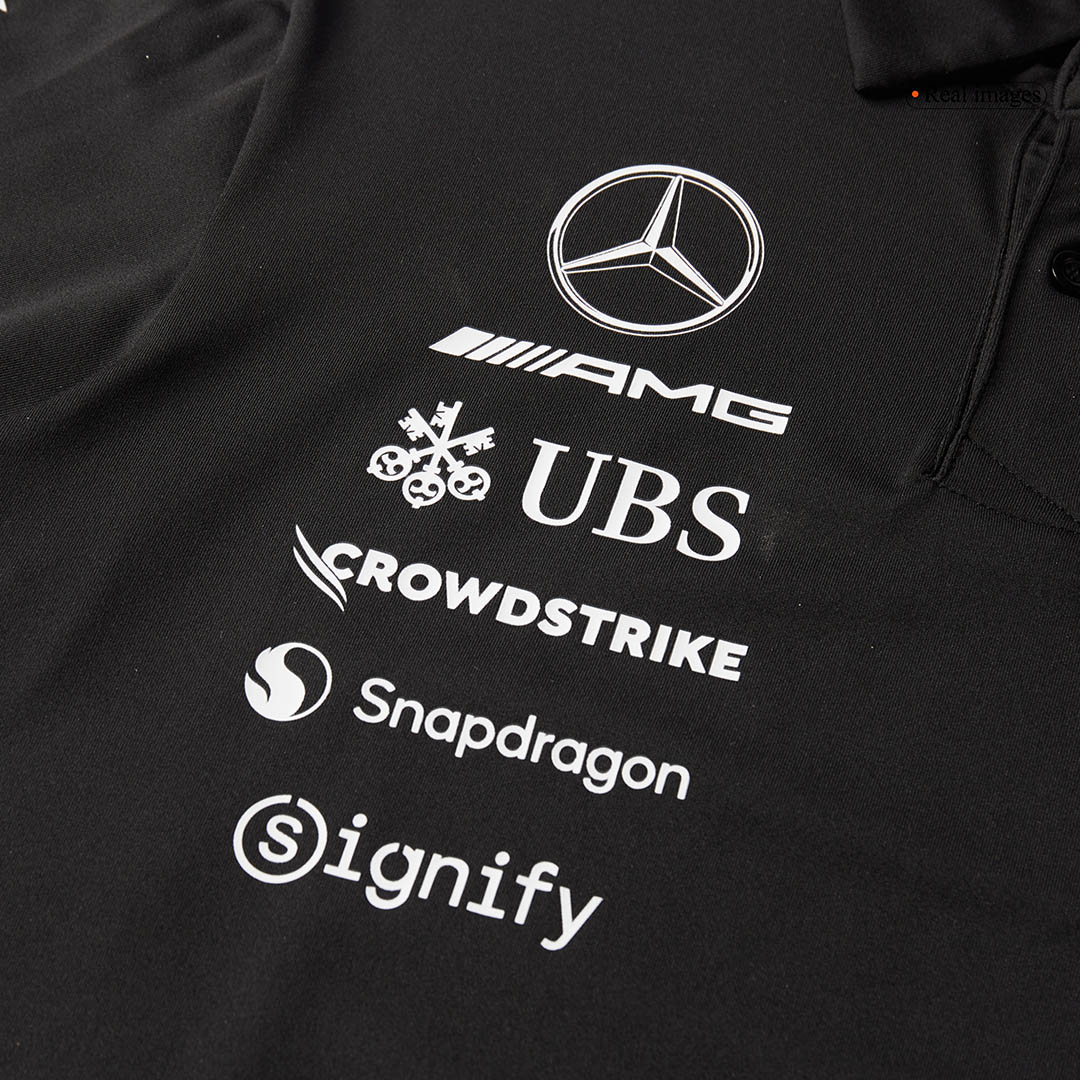 Calidad Premium Camiseta Tipo Polo de Mercedes AMG Petronas F1 Team Polo 2025 - Black Hombre Negro - camisetasfutbol