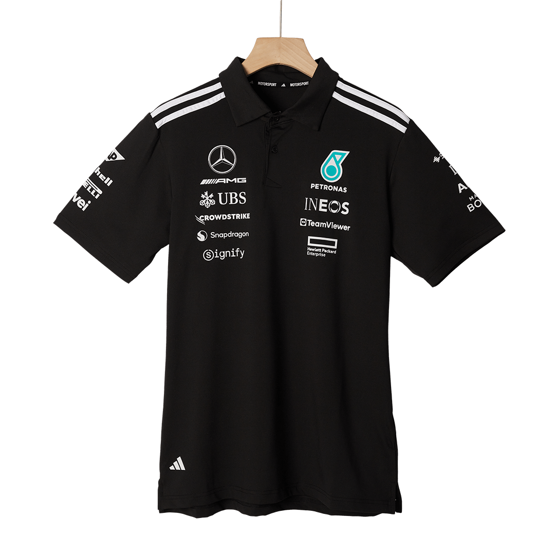 Calidad Premium Camiseta Tipo Polo de Mercedes AMG Petronas F1 Team Polo 2025 - Black Hombre Negro - camisetasfutbol