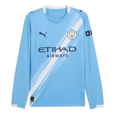Manchester City Home Long Sleeve Soccer Jersey 2025/26 Blue - camisetasfutbol