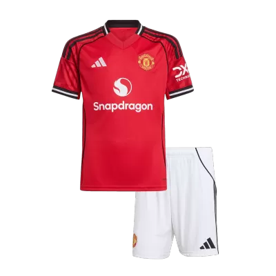 Miniconjunto Manchester United 2025/26 Primera Equipación Niño (Camiseta + Pantalón Corto) - camisetasfutbol