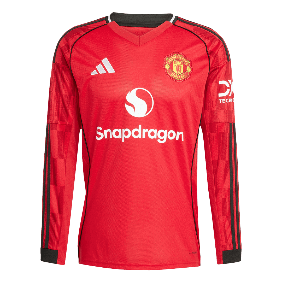 Camiseta Manga Larga Manchester United 2025/26 Primera Equipación - Versión Hincha - camisetasfutbol