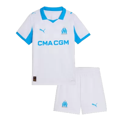 Miniconjunto Marseille 2025/26 Primera Equipación Niño (Camiseta + Pantalón Corto) - camisetasfutbol