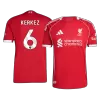 Camiseta Auténtica KERKEZ #6 Liverpool 2025/26 Primera Equipación Hombre - Versión Jugador - camisetasfutbol