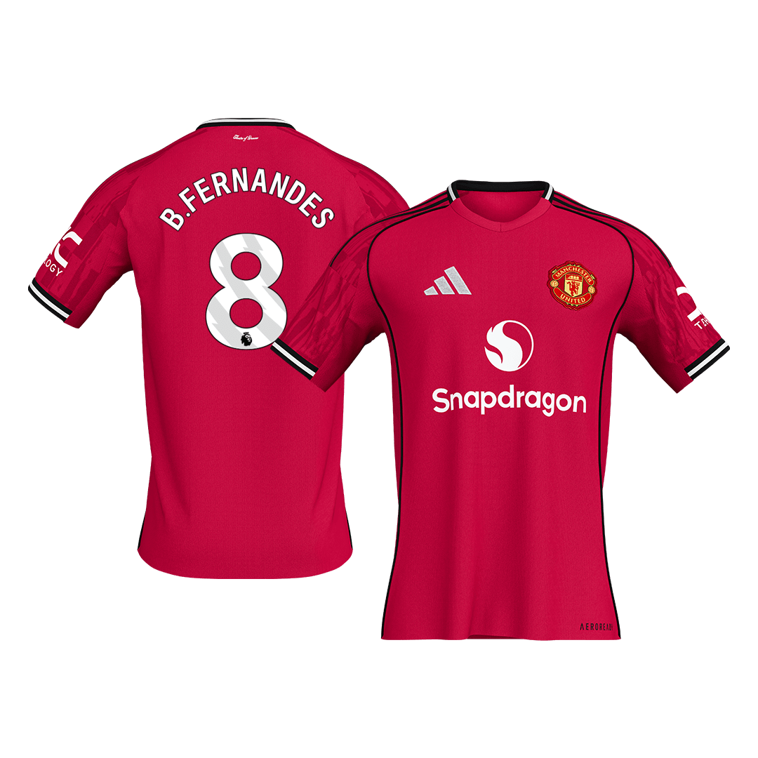 Calidad Premium Camiseta B.FERNANDES #8 Manchester United 2025/26 Primera Equipación -Versión Hincha - camisetasfutbol