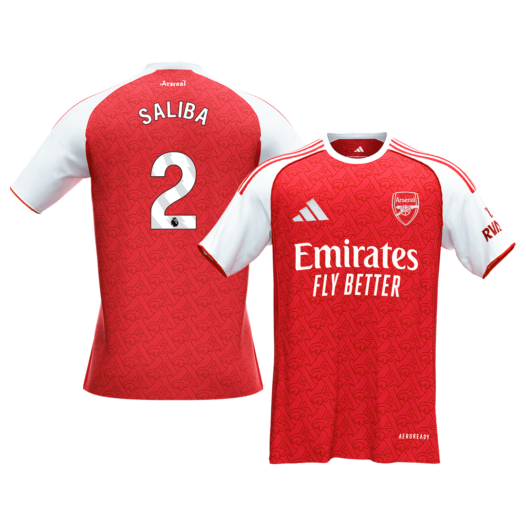 Calidad Premium Camiseta SALIBA #2 Arsenal 2025/26 Primera Equipación -Versión Hincha - camisetasfutbol