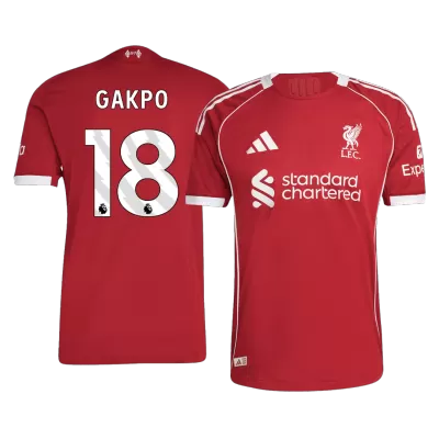 Camiseta Auténtica GAKPO #18 Liverpool 2025/26 Primera Equipación - Versión Jugador - camisetasfutbol