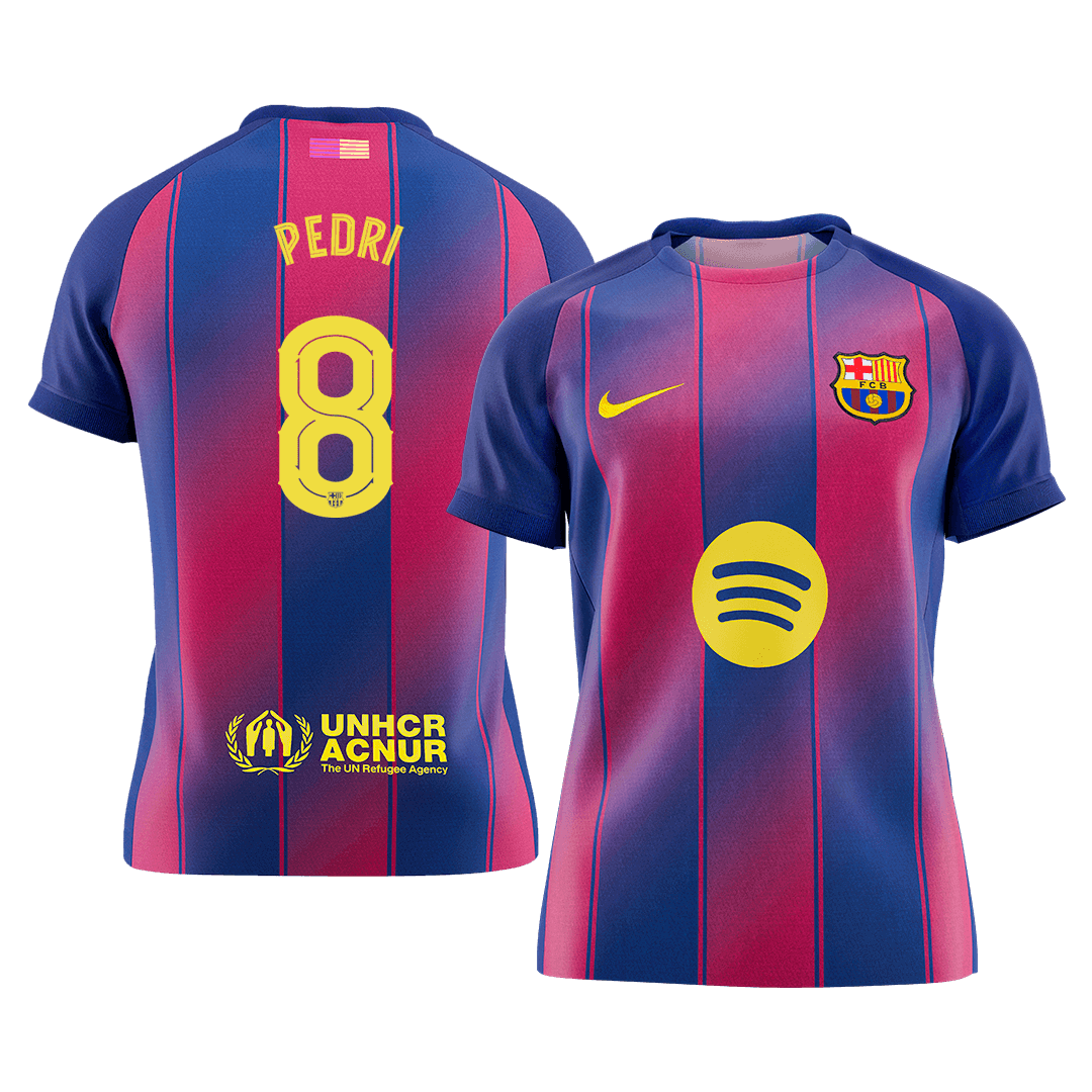 Calidad Premium UCL Camiseta PEDRI #8 Barcelona 2025/26 Primera Equipación -Versión Hincha - camisetasfutbol