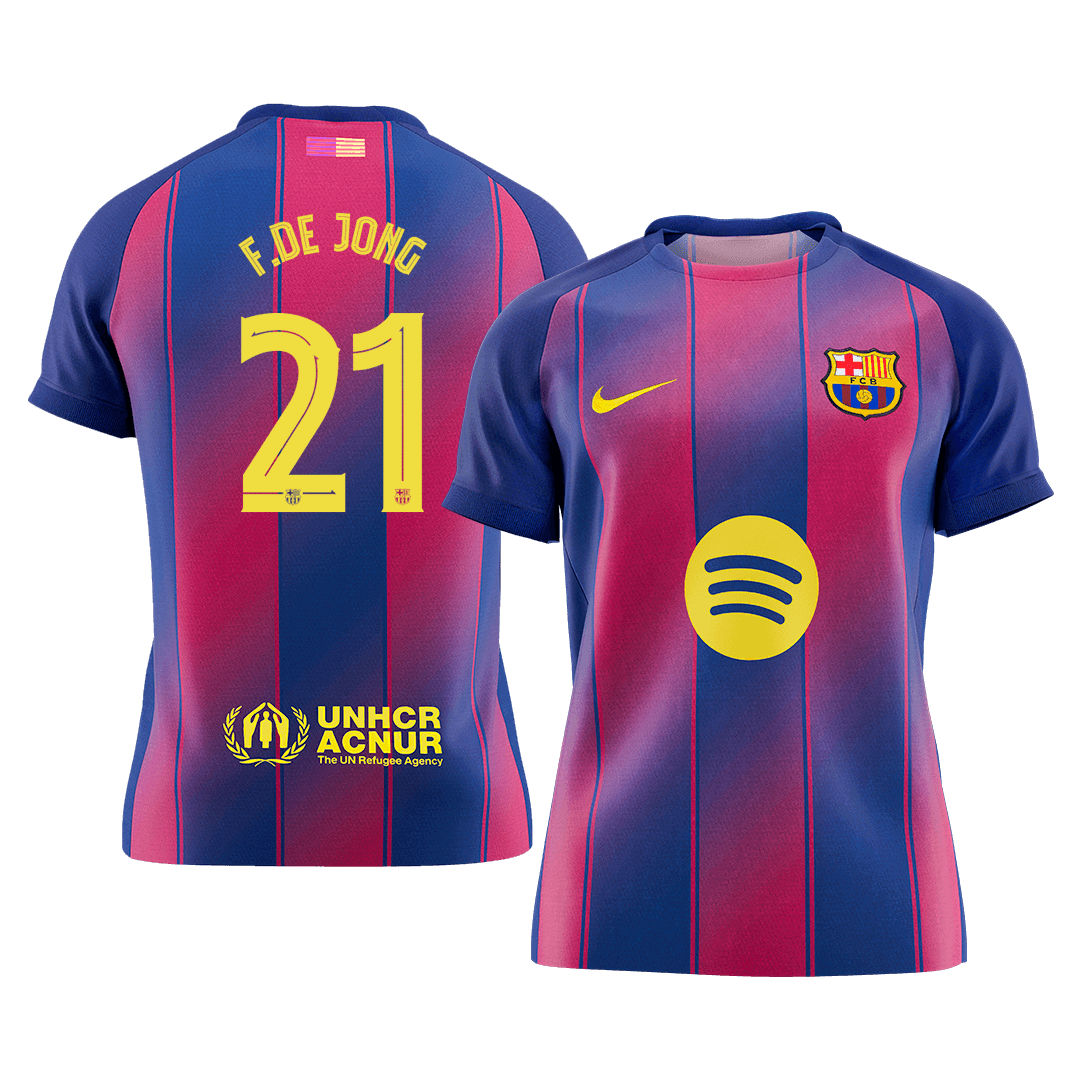 Calidad Premium UCL Camiseta F.DE JONG #21 Barcelona 2025/26 Primera Equipación -Versión Hincha - camisetasfutbol
