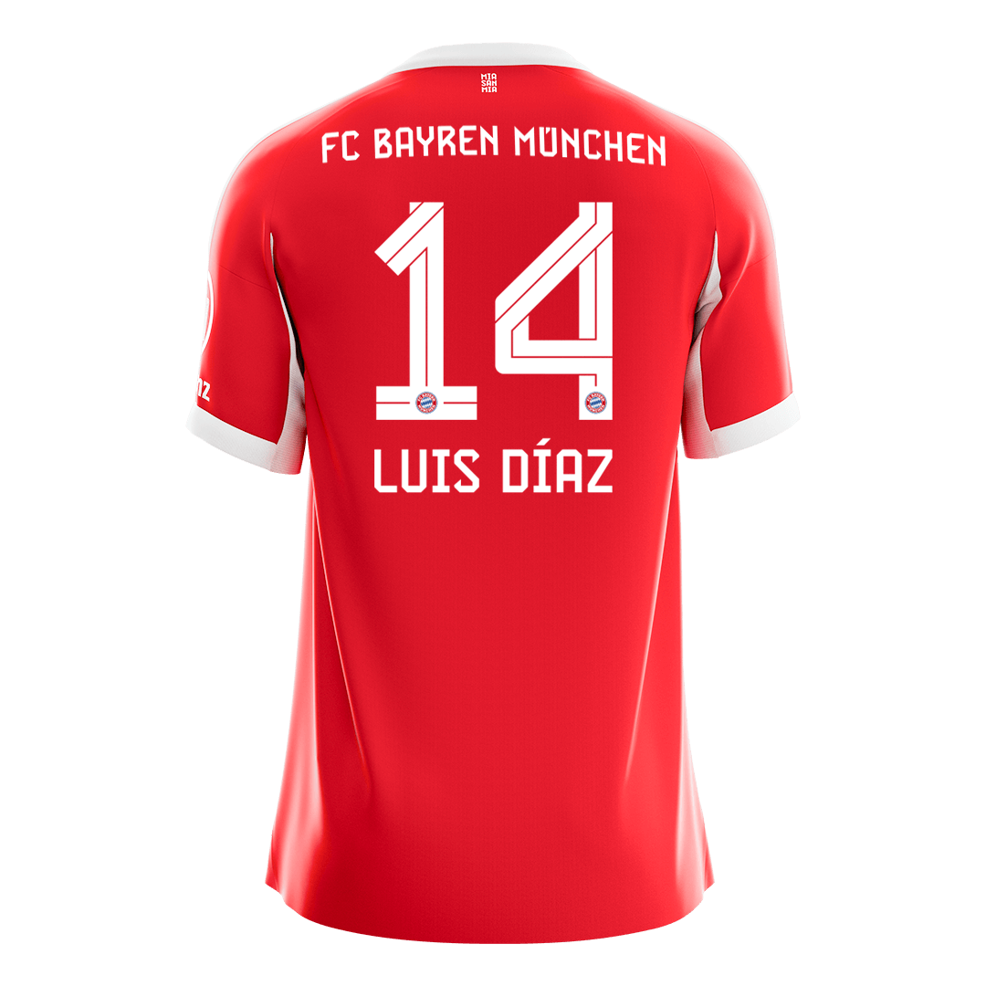 Calidad Premium Camiseta LUIS DÍAZ #14 Bayern Munich 2025/26 Primera Equipación -Versión Hincha - camisetasfutbol