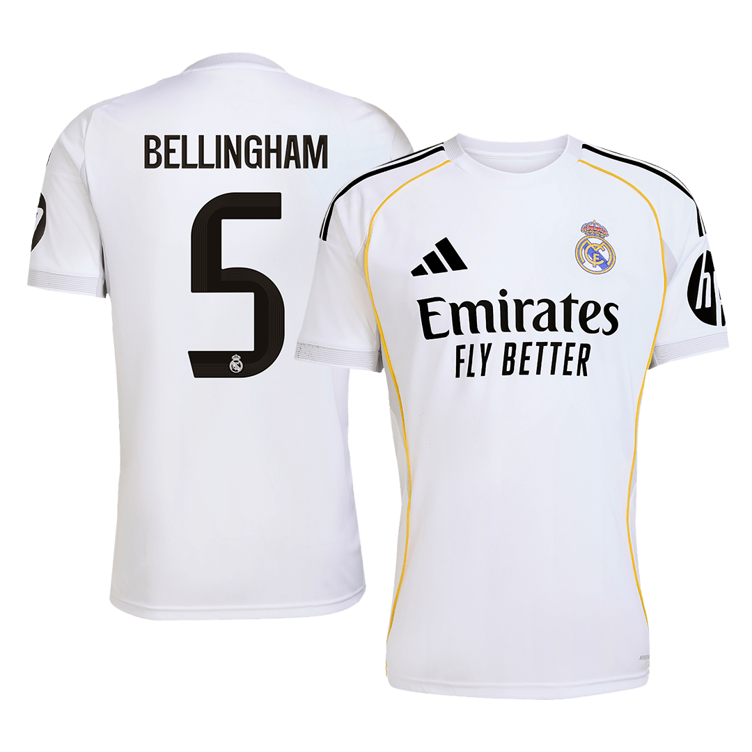 Calidad Premium Camiseta BELLINGHAM #5 Real Madrid 2025/26 Primera Equipación -Versión Hincha - camisetasfutbol