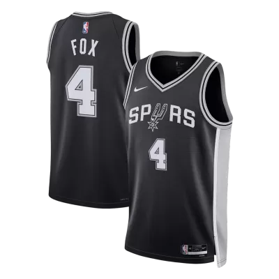 Camiseta Fox #4 San Antonio Spurs Swingman Black NBA Jersey - Icon Edition - camisetasfutbol