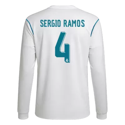 Camiseta Retro 2017/18 SERGIO RAMOS #4 Real Madrid Primera Equipación Manga Larga Local Hombre - Versión Hincha - camisetasfutbol