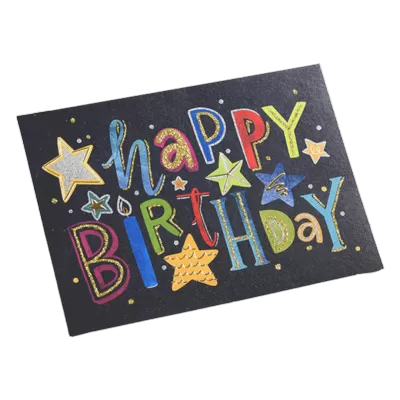 Custom Colorful Star Birthday Card Black - camisetasfutbol