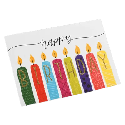 Custom Colorful Candle Birthday Card White - camisetasfutbol