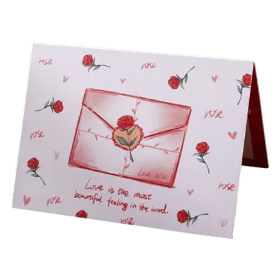 Custom Rose Envelope Valentine's Day Card Red - camisetasfutbol