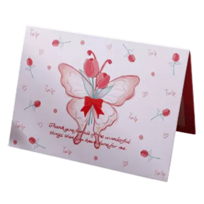 Custom Tulip Butterfly Valentine's Day Card Red - camisetasfutbol