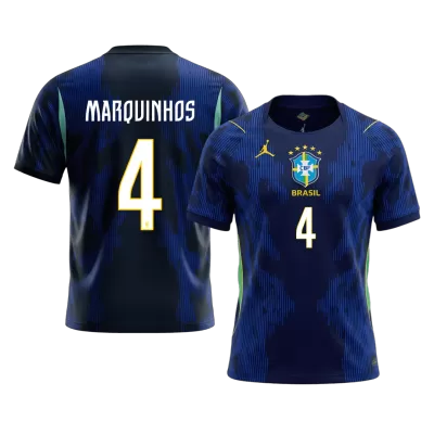 Camiseta MARQUINHOS #4 Brazil 2026 Segunda Equipación Copa del Mundo - Versión Hincha - camisetasfutbol